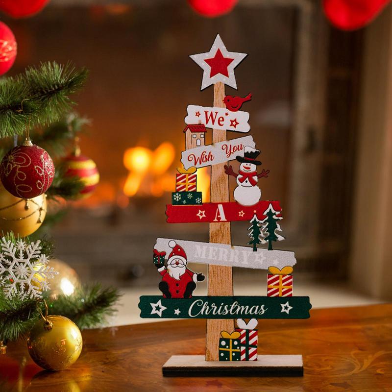 Santa Claus DIY Decoration, Wooden Christmas Signs, Desktop Christmas Tree, Plaque Decoration, New Years Party Gifts