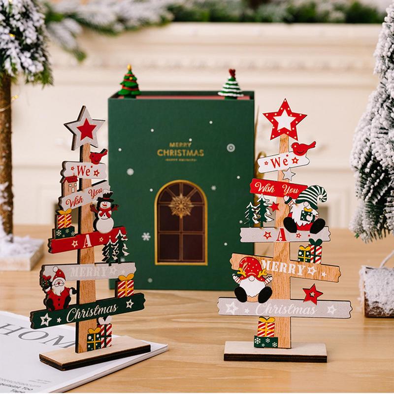 Santa Claus DIY Decoration, Wooden Christmas Signs, Desktop Christmas Tree, Plaque Decoration, New Years Party Gifts