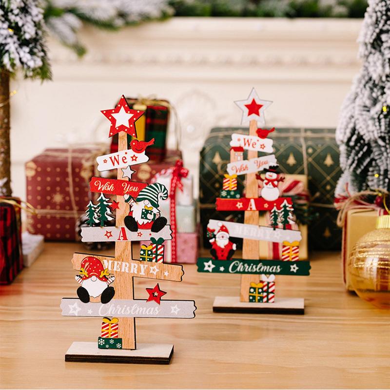 Santa Claus DIY Decoration, Wooden Christmas Signs, Desktop Christmas Tree, Plaque Decoration, New Years Party Gifts