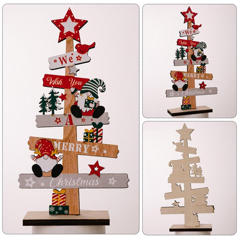 Santa Claus DIY Decoration, Wooden Christmas Signs, Desktop Christmas Tree, Plaque Decoration, New Years Party Gifts