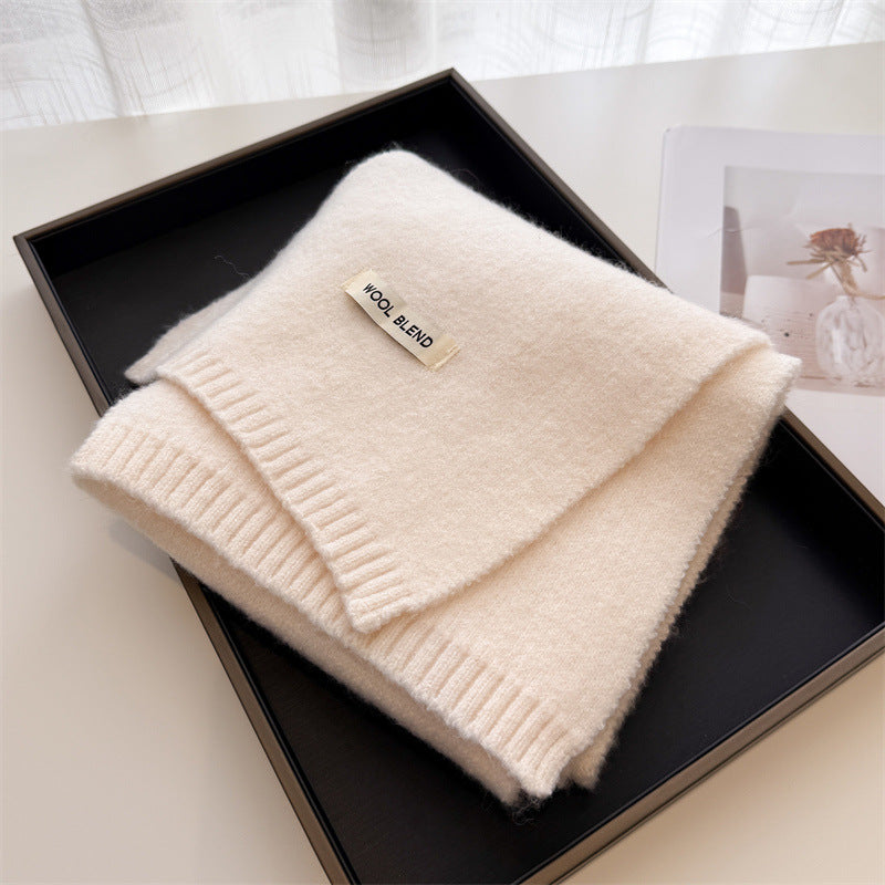Luxury Winter Scarf for Women, Soft Knitted Scarf, Warm Solid Color Wraps, Simple Shawls and Neckerchiefs
