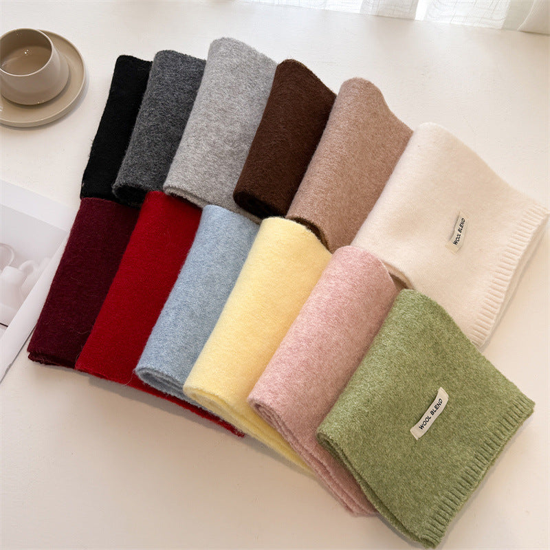 Luxury Winter Scarf for Women, Soft Knitted Scarf, Warm Solid Color Wraps, Simple Shawls and Neckerchiefs