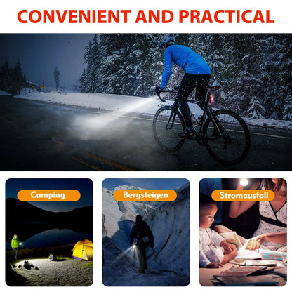 LED Rechargeable Bicycle Headlight Front Rear Bike Light Set Red Warning Tail Light For MTB And Nig 3