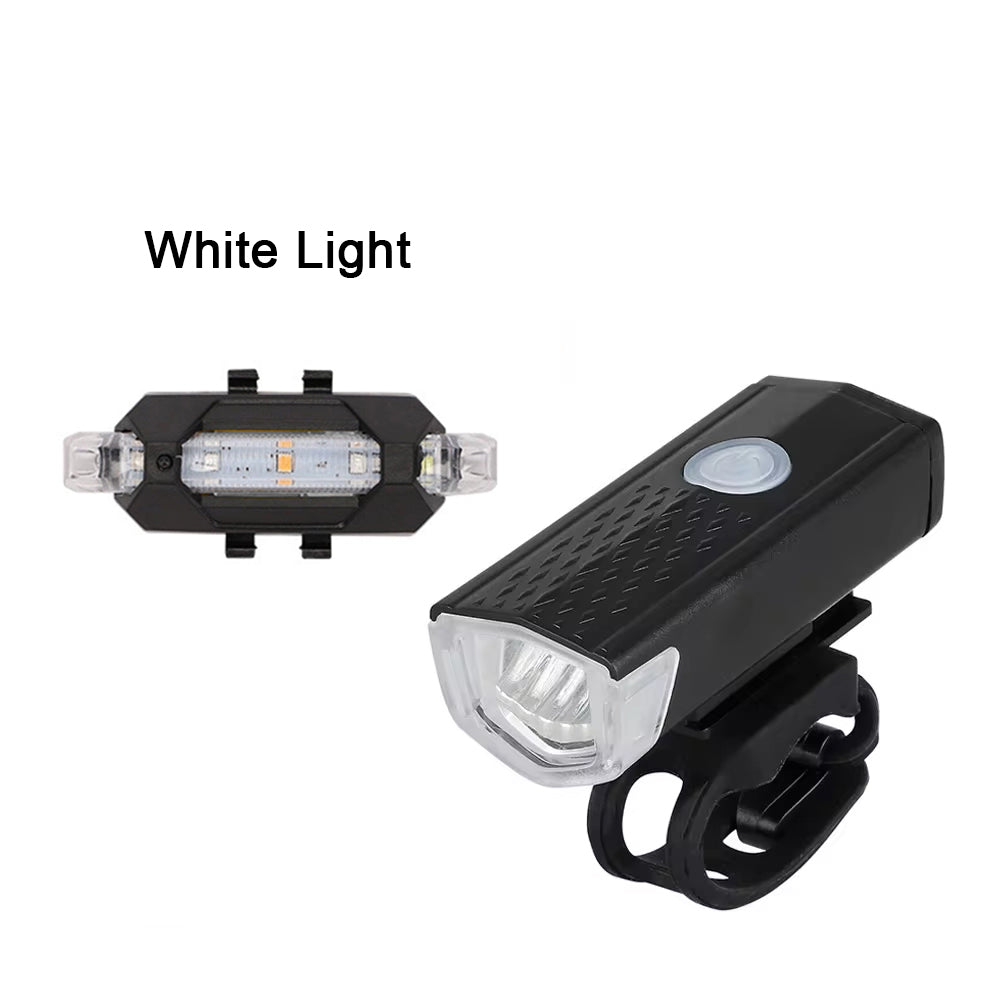 LED Rechargeable Bicycle Headlight Front Rear Bike Light Set Red Warning Tail Light For MTB And Nig 7