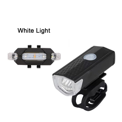 LED Rechargeable Bicycle Headlight Front Rear Bike Light Set Red Warning Tail Light For MTB And Nig 7