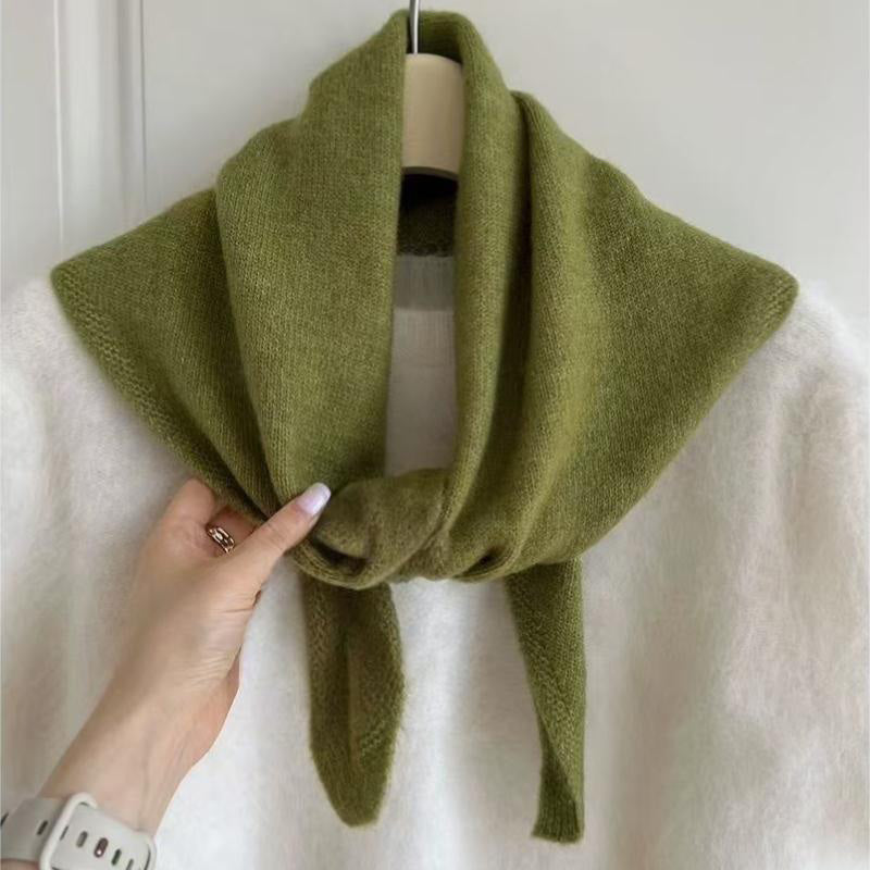 Soft Triangle Scarf, Winter Warm Pashmina, Bright Solid Color Thickened Shawl