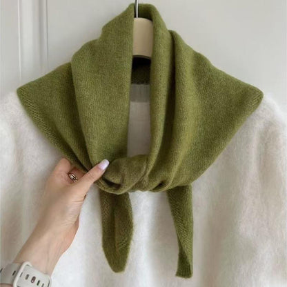 Soft Triangle Scarf, Winter Warm Pashmina, Bright Solid Color Thickened Shawl