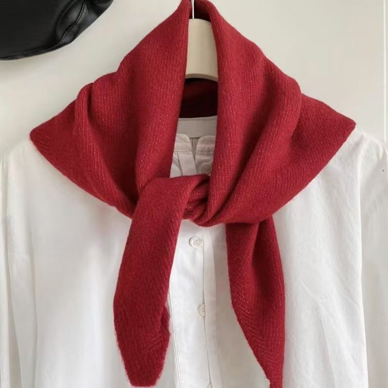 Soft Triangle Scarf, Winter Warm Pashmina, Bright Solid Color Thickened Shawl