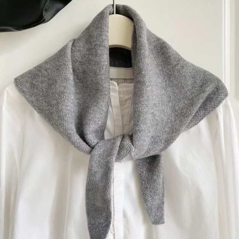 Soft Triangle Scarf, Winter Warm Pashmina, Bright Solid Color Thickened Shawl