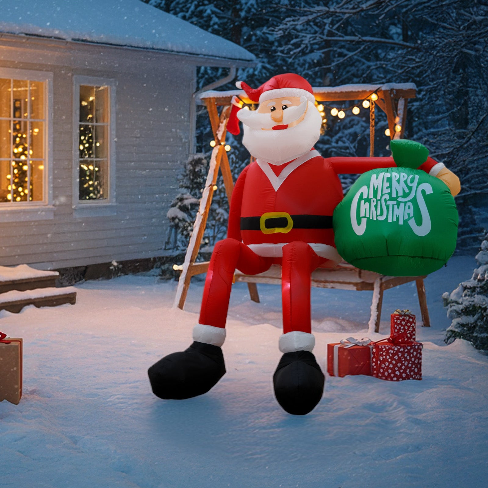 Climbing Inflatable Santa Claus Decor Christmas Outdoor Yard Decor Blow Up For Garden Roof 3
