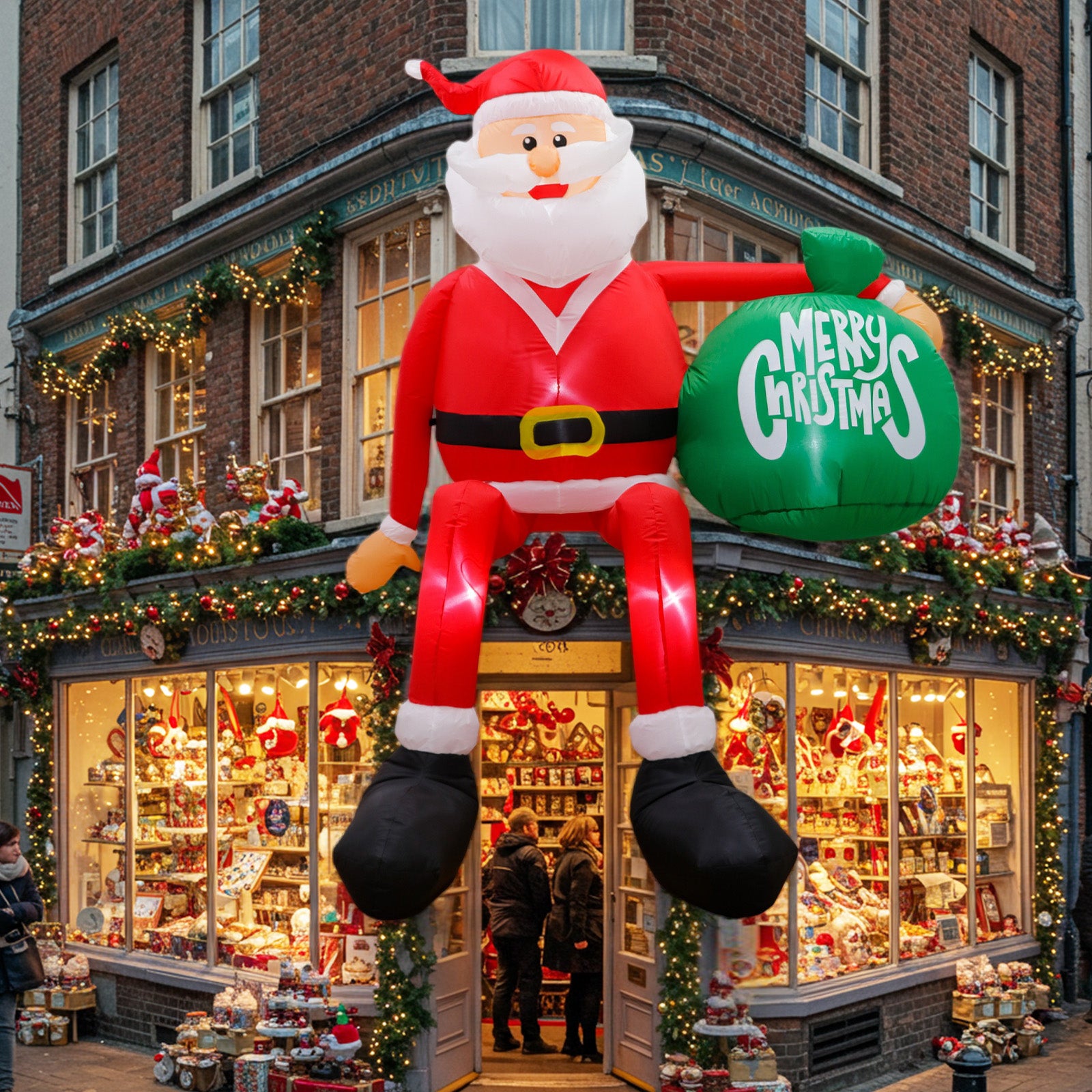 Climbing Inflatable Santa Claus Decor Christmas Outdoor Yard Decor Blow Up For Garden Roof 5