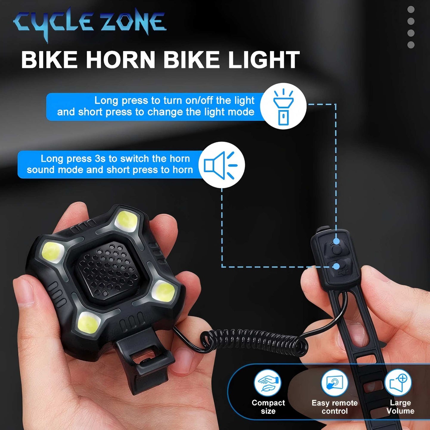 MTB Bike Horn TYPE C Rechargeable Bicycle Light Electronic Bell Cycling Warning Headlight For Safe  1