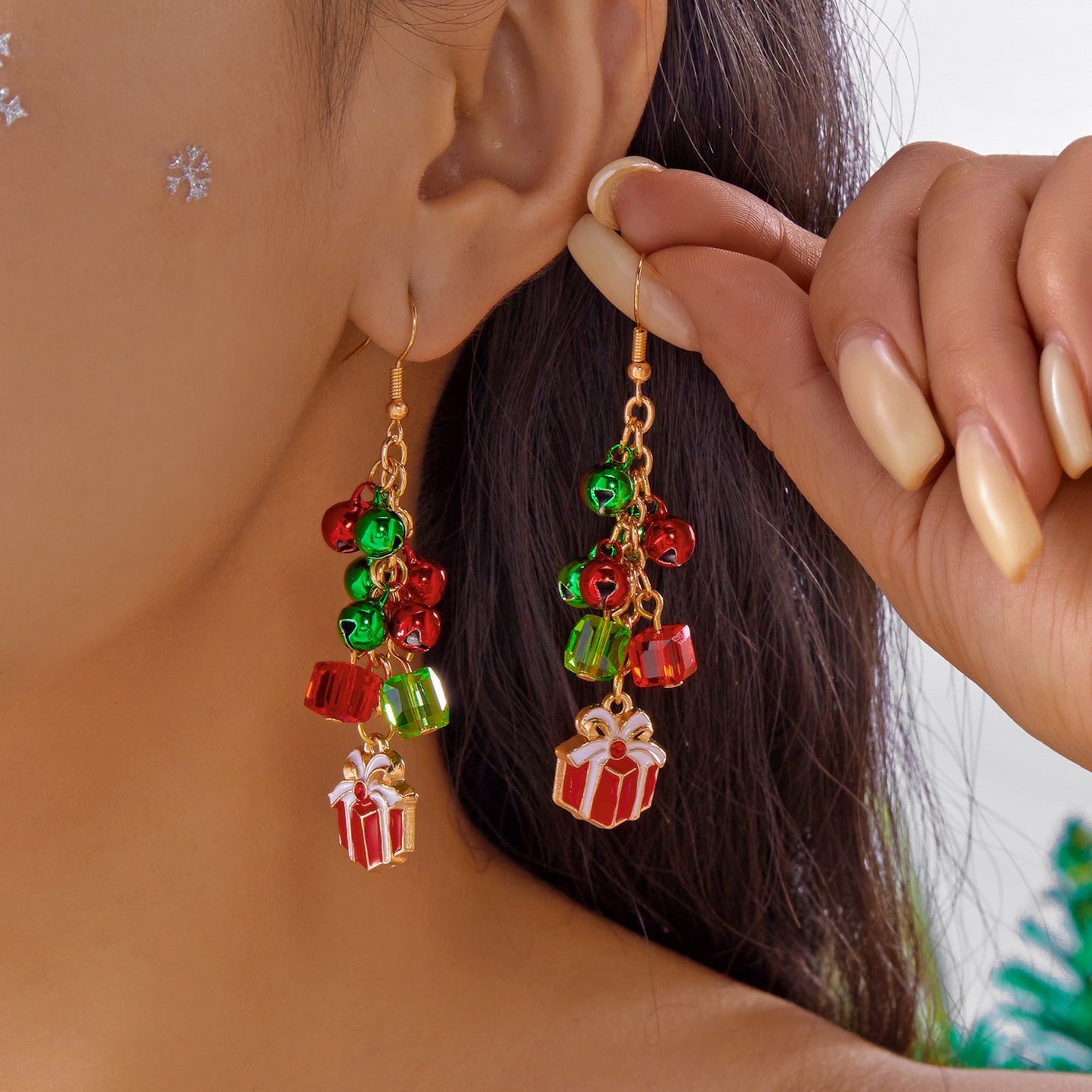 Asymmetrical Christmas Earrings, Santa Claus Snowman, Snowflake Tree, Trendy Earrings for Women, Girls New Year Jewelry