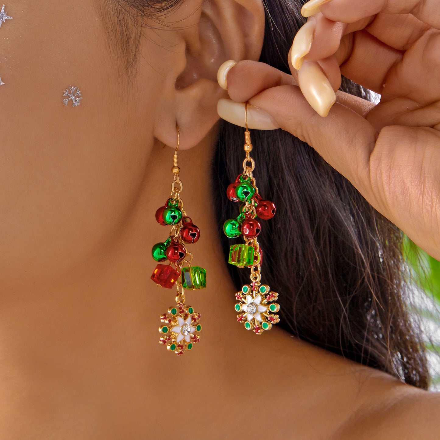 Asymmetrical Christmas Earrings, Santa Claus Snowman, Snowflake Tree, Trendy Earrings for Women, Girls New Year Jewelry