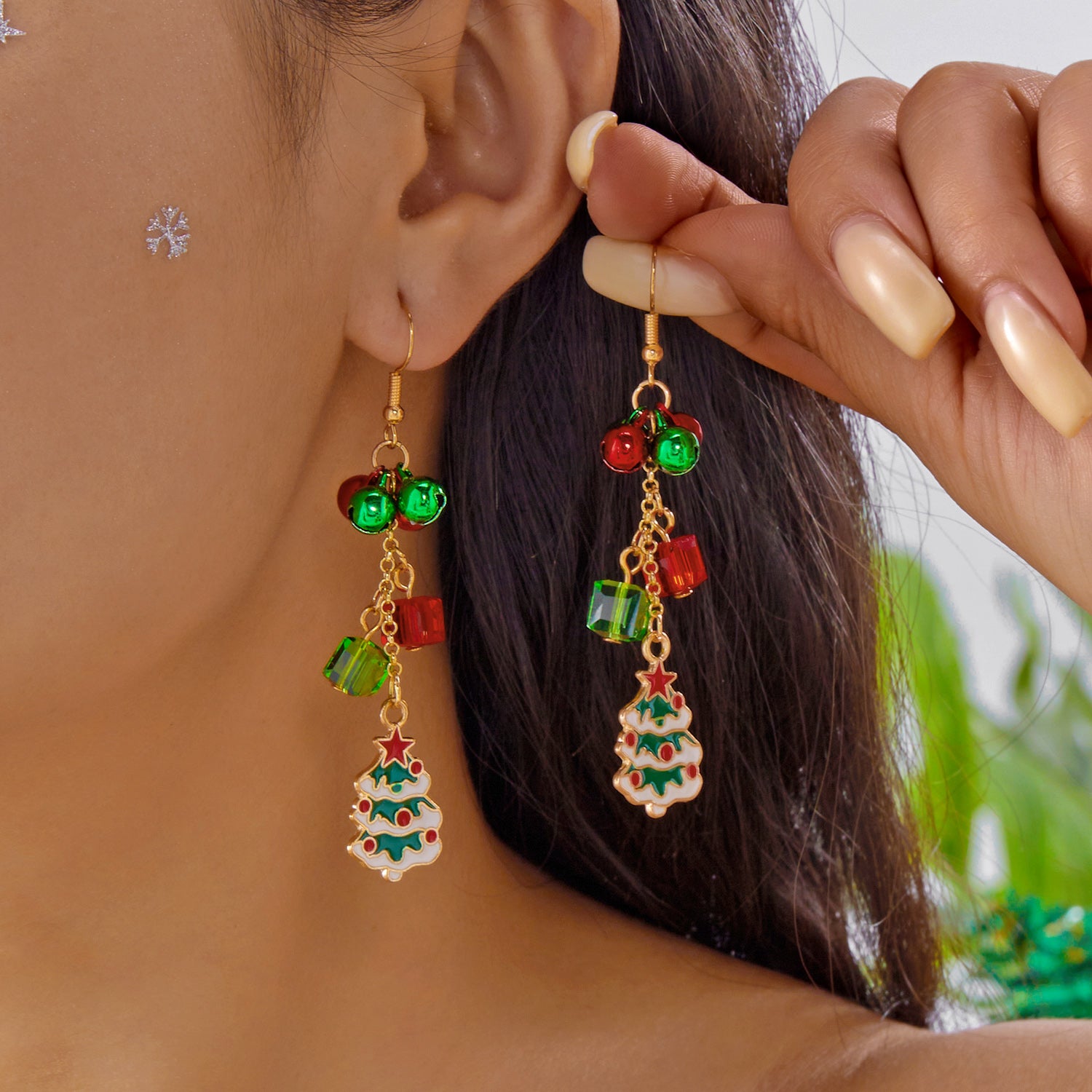 Asymmetrical Christmas Earrings, Santa Claus Snowman, Snowflake Tree, Trendy Earrings for Women, Girls New Year Jewelry