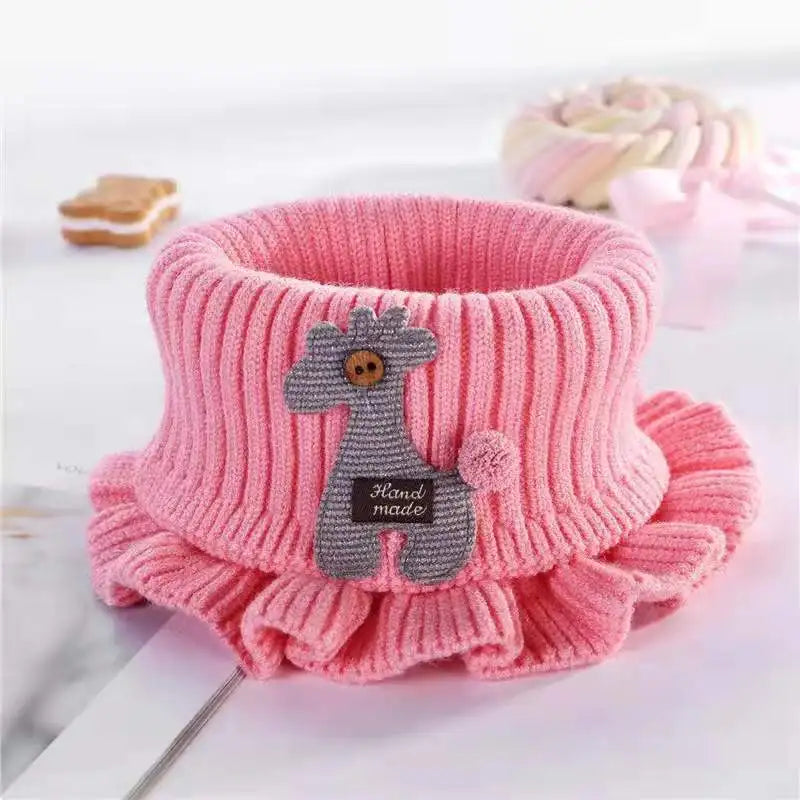 Cute Cartoon Neck Warmer, Warm Knitted Scarf for Babies, Boys, and Girls, Winter Fashionable Polyester Unisex Neck Prote