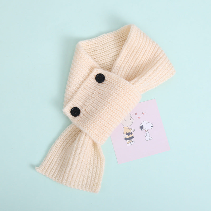 Cute Cartoon Neck Warmer, Warm Knitted Scarf for Babies, Boys, and Girls, Winter Fashionable Polyester Unisex Neck Prote