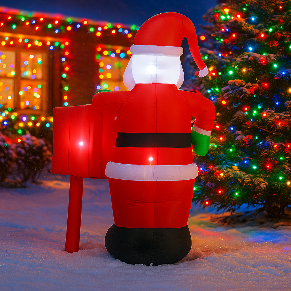 Inflatable Toy Christmas Decorations Santa Claus Holding Sign Toy Ornaments With LED Lights Home Ya 2