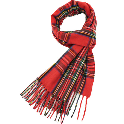 Classic Green and Red Plaid Scarf, Soft Cashmere Texture, Winter Shawl for Christmas and New Year