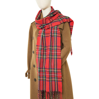 Classic Green and Red Plaid Scarf, Soft Cashmere Texture, Winter Shawl for Christmas and New Year