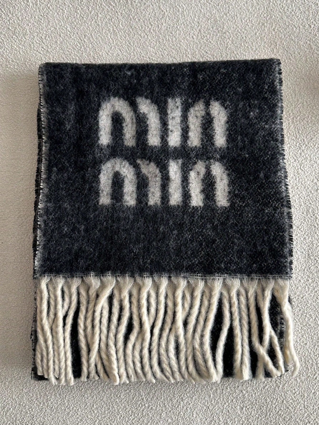 Thick Jacquard Knitted Shawl, Wool Blend Scarf, Letter Pattern, Winter Autumn Fashion Accessory