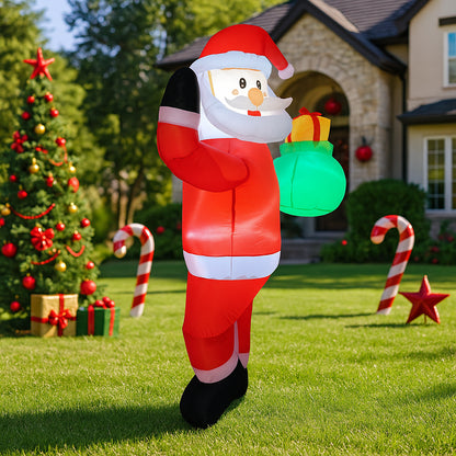 Outdoor Christmas Decorations Santa Claus Inflatable Holding Gift Bag Yard Holiday Party Toy Orname