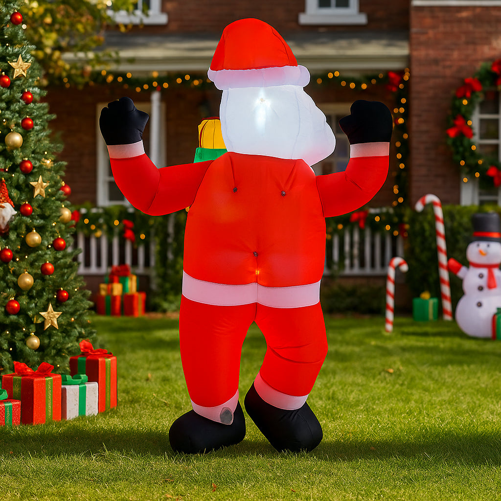 Outdoor Christmas Decorations Santa Claus Inflatable Holding Gift Bag Yard Holiday Party Toy Orname