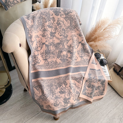 Brand Womens Scarf, Two Sided Print, Imitation Cashmere, Soft Warm Pashmina, Winter Shawl