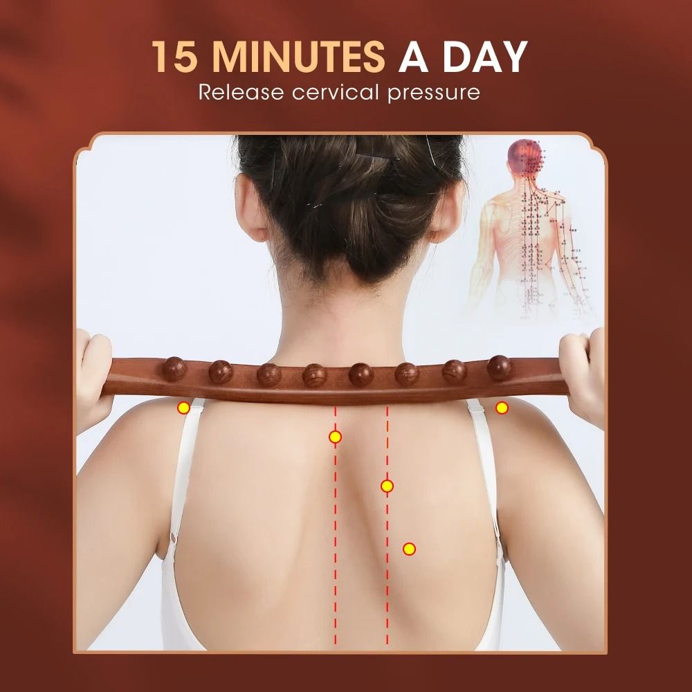 Handheld Wood Massage Roller Stick Lymphatic Drainage Fascia Blaster For Neck Back Waist Leg 1