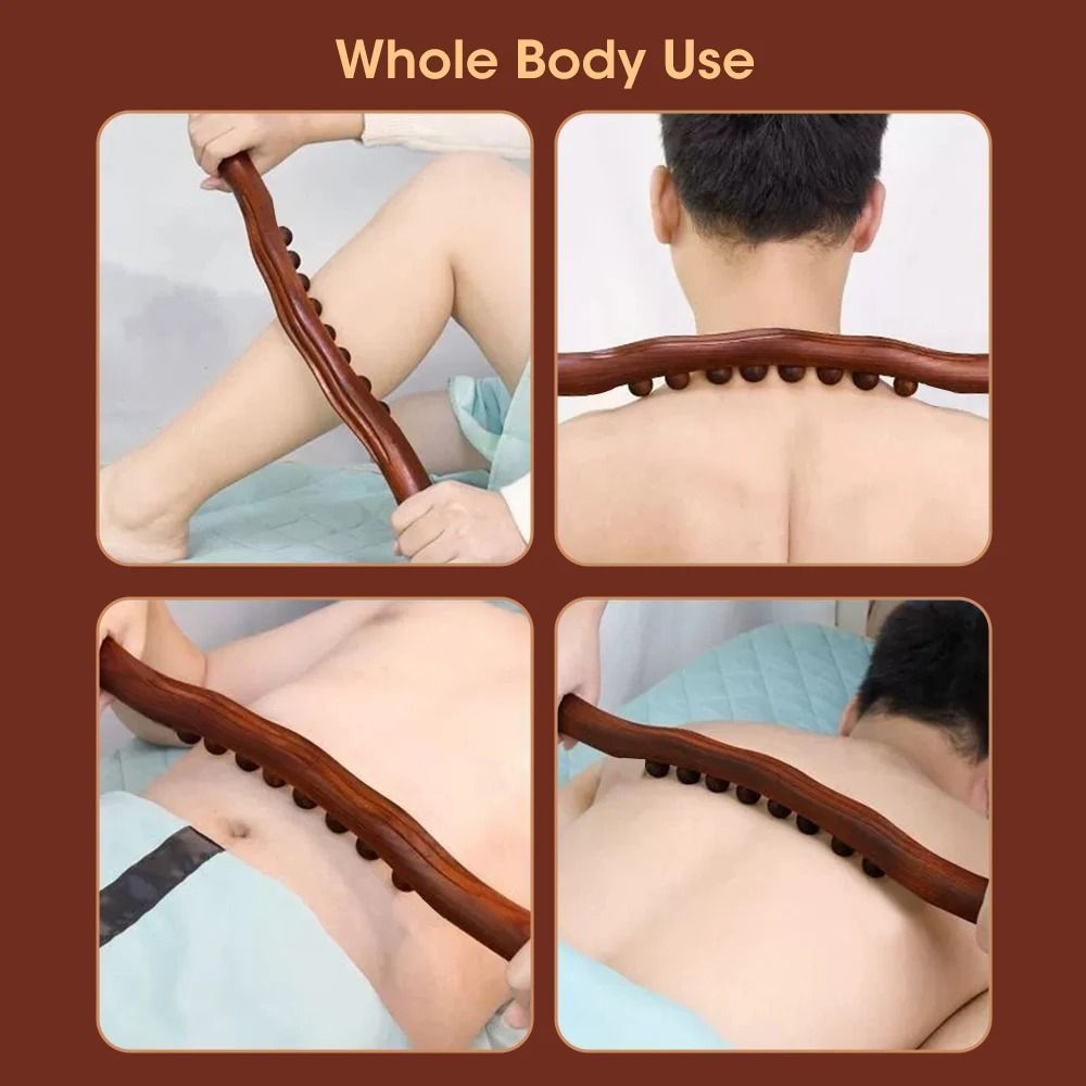 Handheld Wood Massage Roller Stick Lymphatic Drainage Fascia Blaster For Neck Back Waist Leg 3