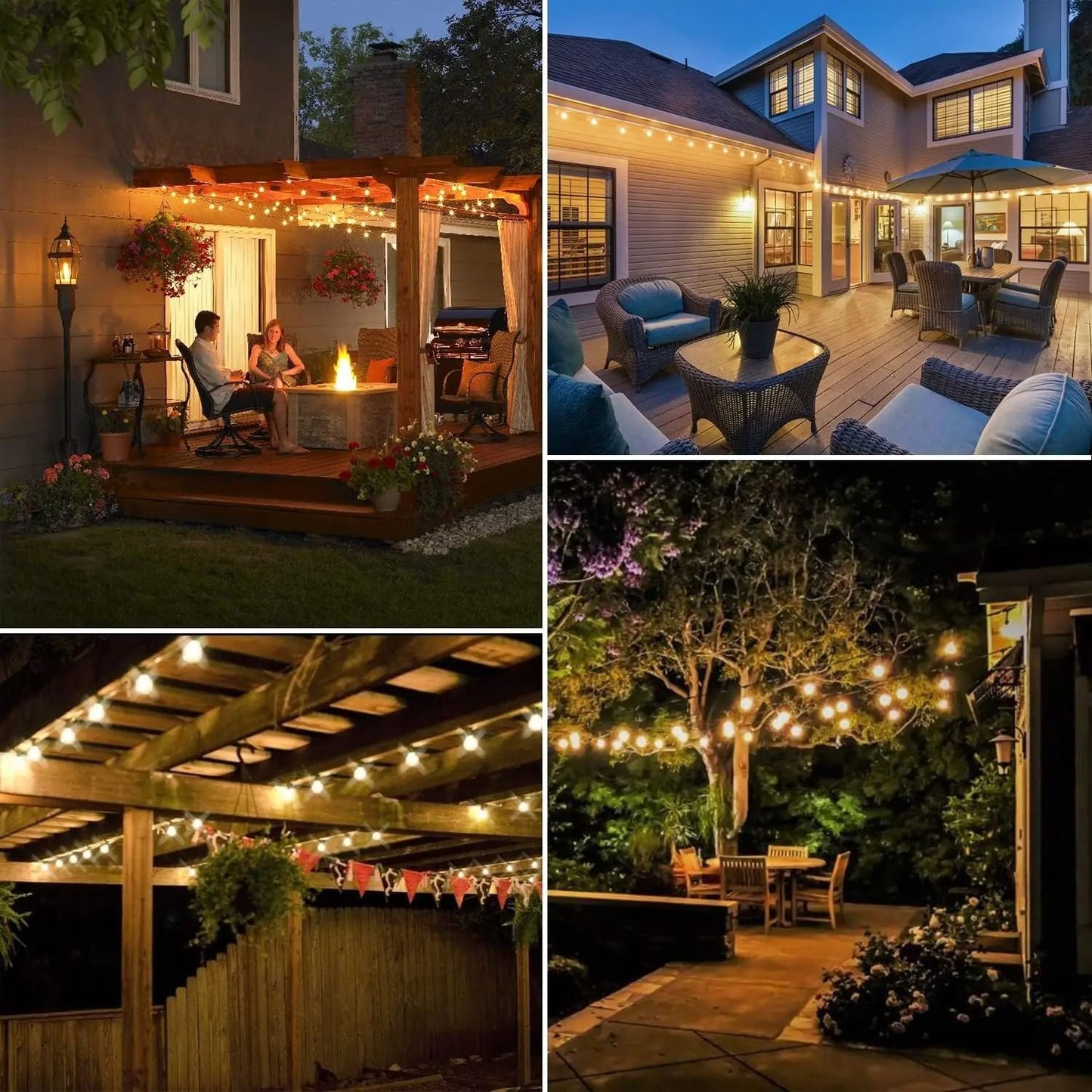 100ft Outdoor String Lights ST38 Globe LED Patio Lights With 24 Edison Vintage Bulbs 5
