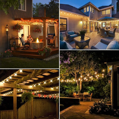 100ft Outdoor String Lights ST38 Globe LED Patio Lights With 24 Edison Vintage Bulbs 5