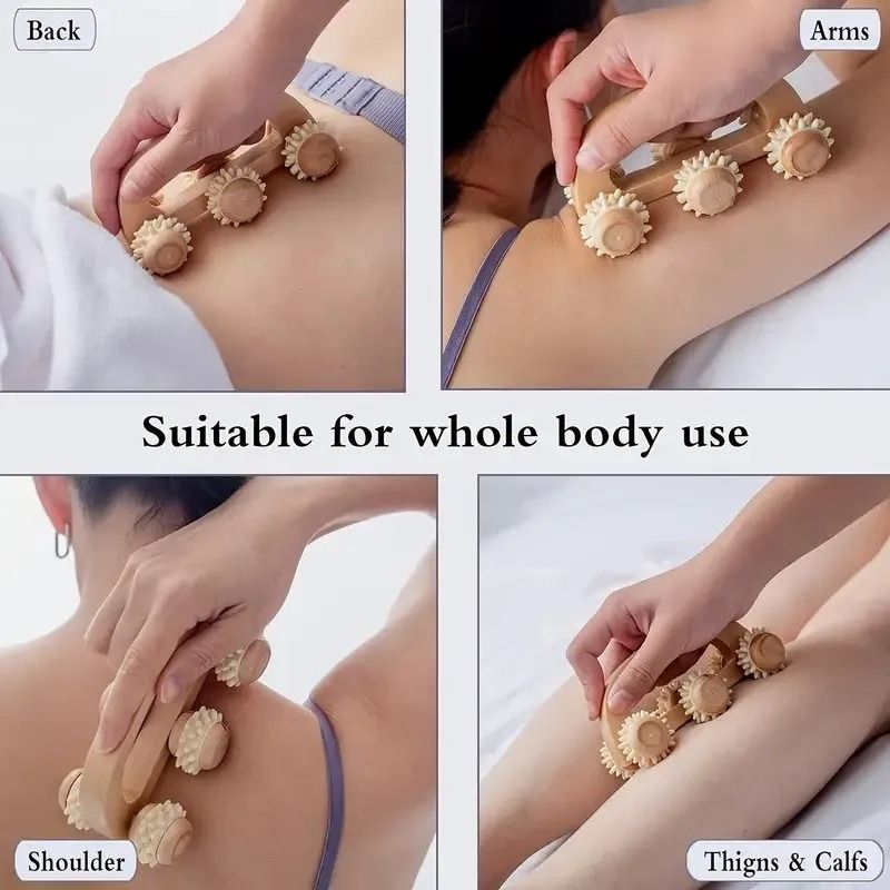 Wooden Massage Roller Tool Manual Back Leg Muscle Massager 3