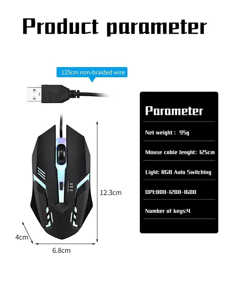 Ergonomic Wired Gaming Mouse USB Backlit Optical Mouse For Desktop And Laptop 5