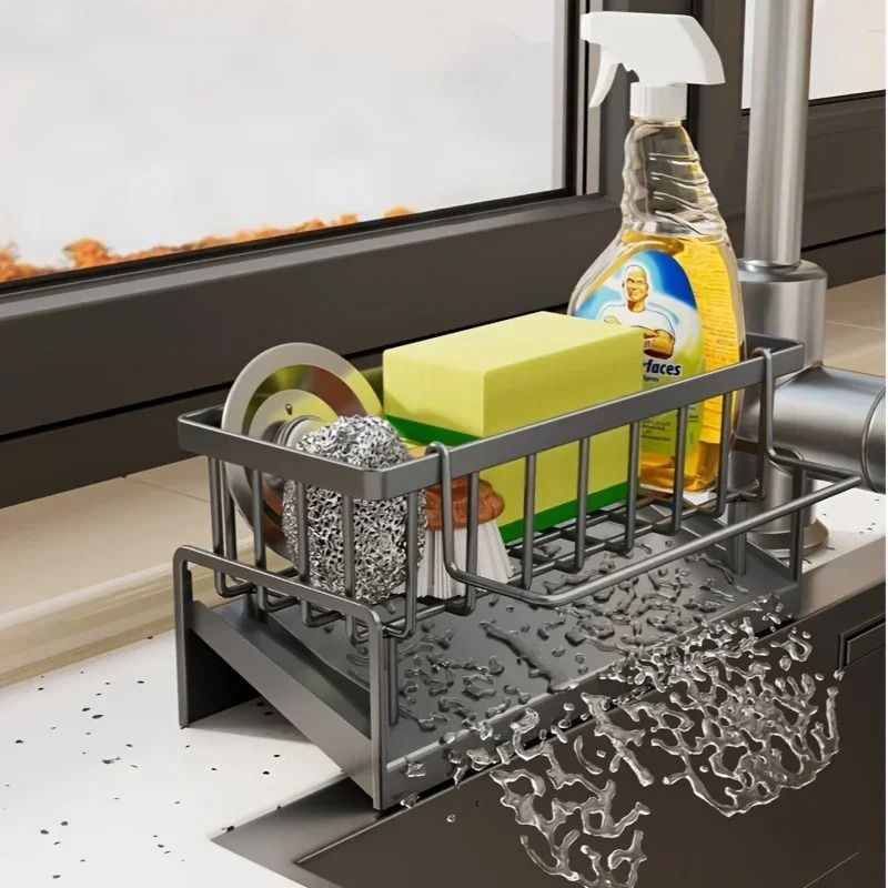 Drill Free Sink Organizer and Multi Use Sponge Holder