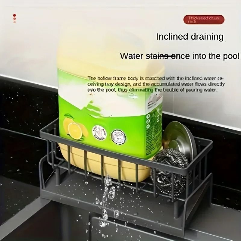 Drill Free Sink Organizer And Multi Use Sponge Holder 3