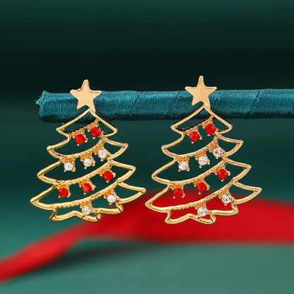 Creative Jewelry, Christmas Colored Zircon, Women's Simple and Fashionable Earrings, Holiday Gift