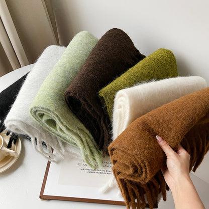Lady Autumn Winter Scarves, Thickened Wool Blend Muffler, Soft Thermal Shawl, Versatile Multi-color Scarf for Women