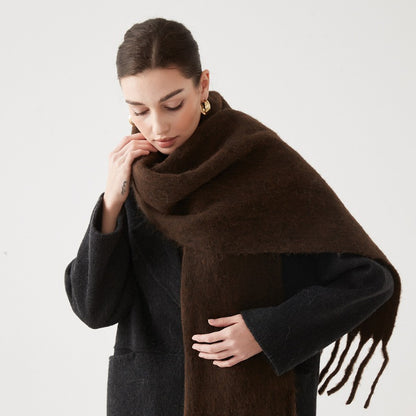 Lady Autumn Winter Scarves, Thickened Wool Blend Muffler, Soft Thermal Shawl, Versatile Multi-color Scarf for Women