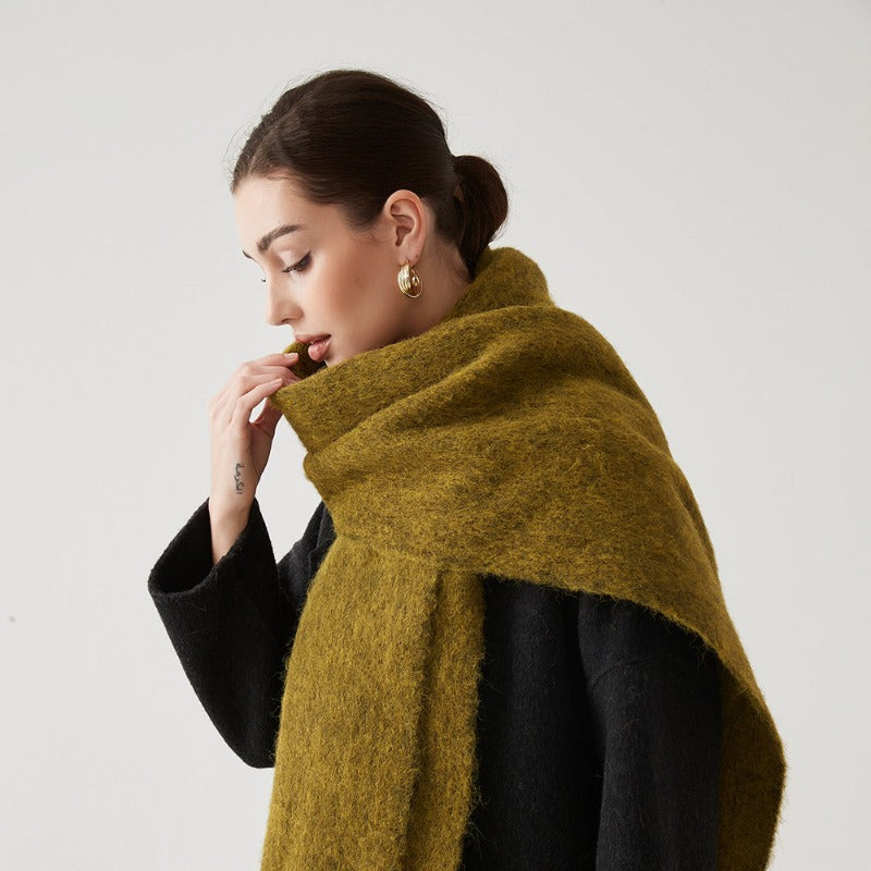 Lady Autumn Winter Scarves, Thickened Wool Blend Muffler, Soft Thermal Shawl, Versatile Multi-color Scarf for Women