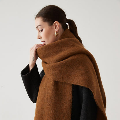 Lady Autumn Winter Scarves, Thickened Wool Blend Muffler, Soft Thermal Shawl, Versatile Multi-color Scarf for Women