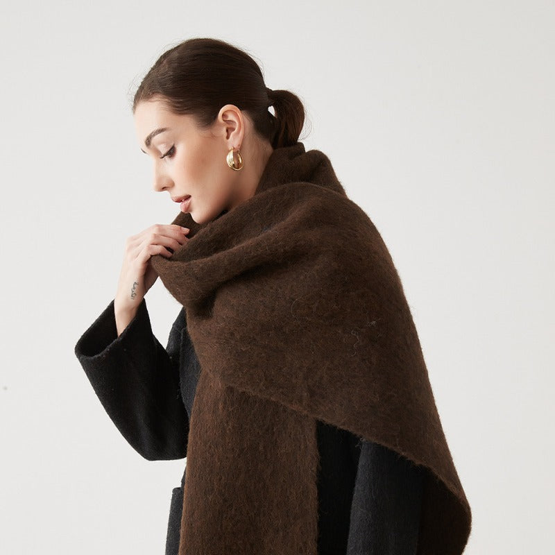 Lady Autumn Winter Scarves, Thickened Wool Blend Muffler, Soft Thermal Shawl, Versatile Multi-color Scarf for Women