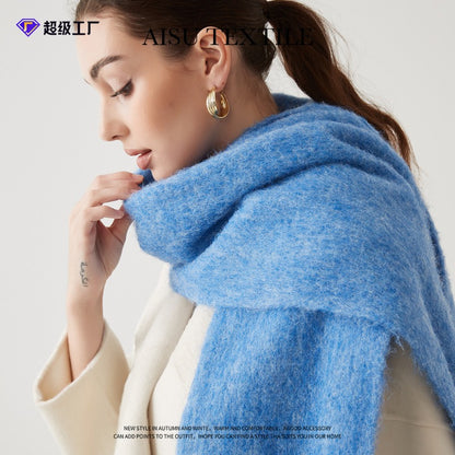 Lady Autumn Winter Scarves, Thickened Wool Blend Muffler, Soft Thermal Shawl, Versatile Multi-color Scarf for Women