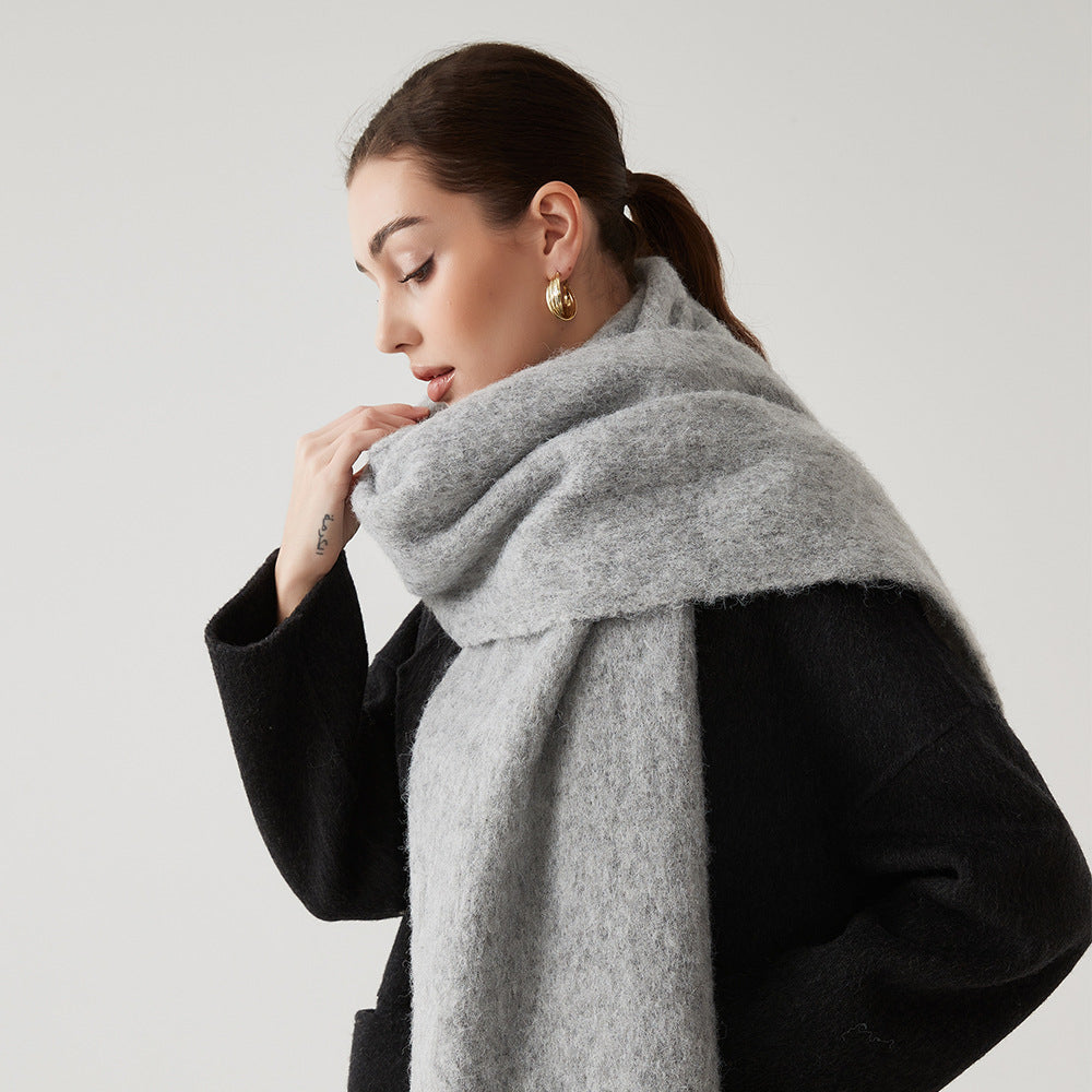 Lady Autumn Winter Scarves, Thickened Wool Blend Muffler, Soft Thermal Shawl, Versatile Multi-color Scarf for Women