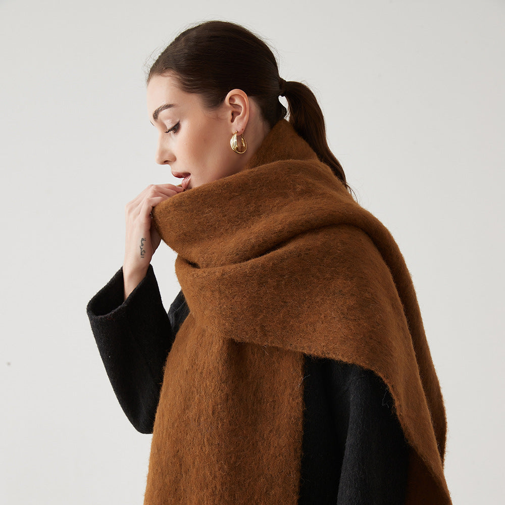 Lady Autumn Winter Scarves, Thickened Wool Blend Muffler, Soft Thermal Shawl, Versatile Multi-color Scarf for Women