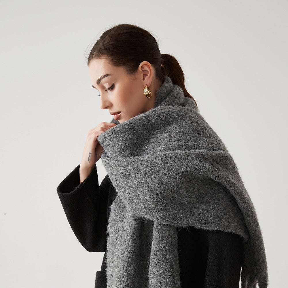 Lady Autumn Winter Scarves, Thickened Wool Blend Muffler, Soft Thermal Shawl, Versatile Multi-color Scarf for Women