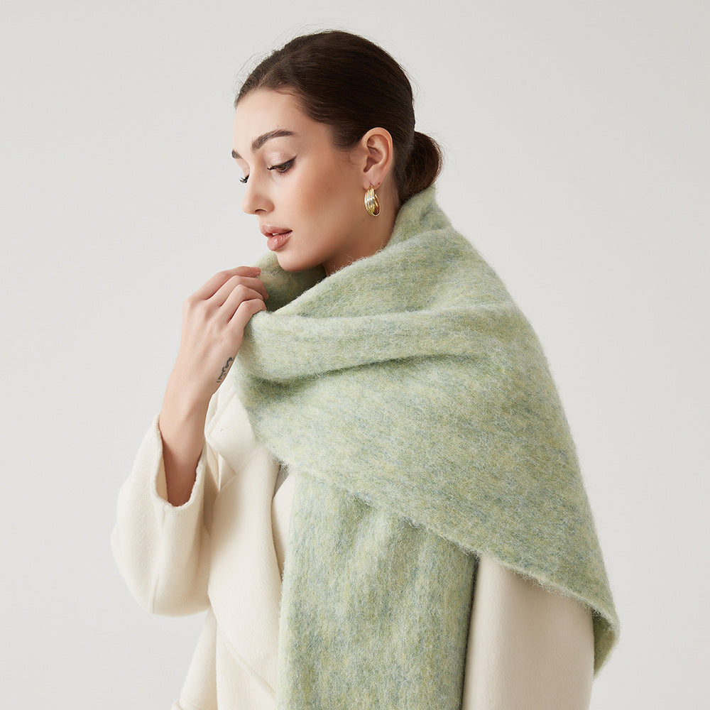 Lady Autumn Winter Scarves, Thickened Wool Blend Muffler, Soft Thermal Shawl, Versatile Multi-color Scarf for Women