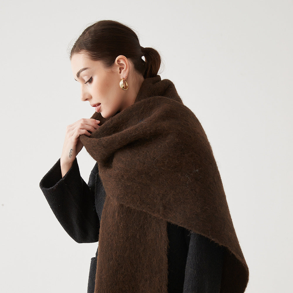 Lady Autumn Winter Scarves, Thickened Wool Blend Muffler, Soft Thermal Shawl, Versatile Multi-color Scarf for Women
