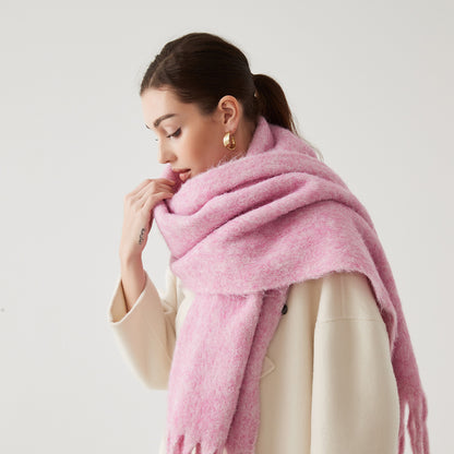 Lady Autumn Winter Scarves, Thickened Wool Blend Muffler, Soft Thermal Shawl, Versatile Multi-color Scarf for Women