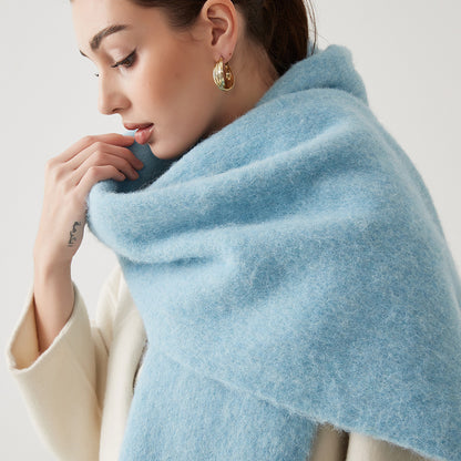 Lady Autumn Winter Scarves, Thickened Wool Blend Muffler, Soft Thermal Shawl, Versatile Multi-color Scarf for Women